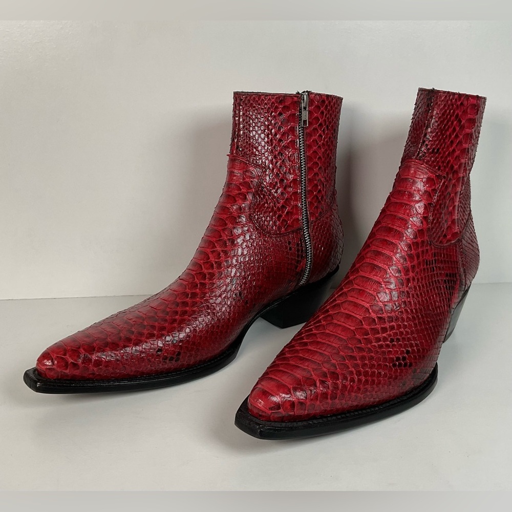 Lucent Los Angeles | Python Snakeskin Ankle Boots | Red | Men’s 15